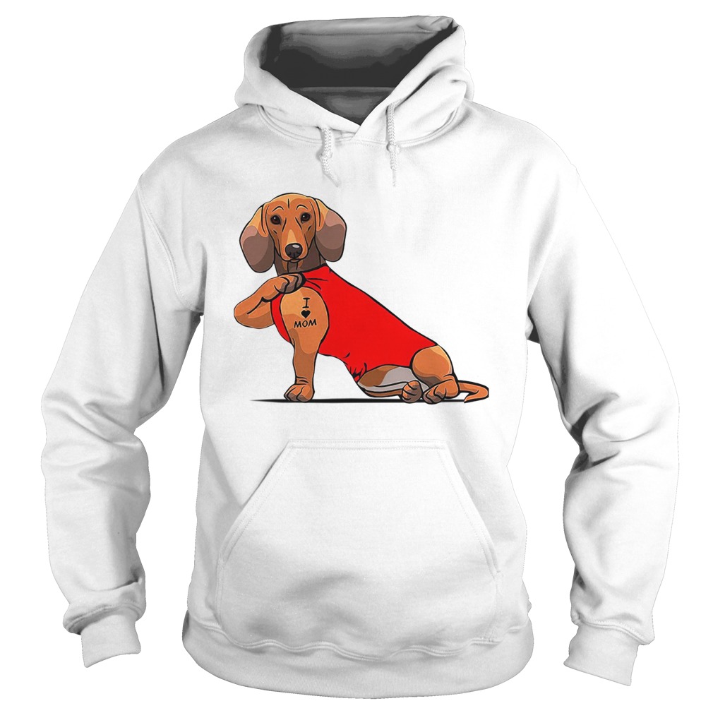 Dachshund I Love Mom Tattoo Hoodie