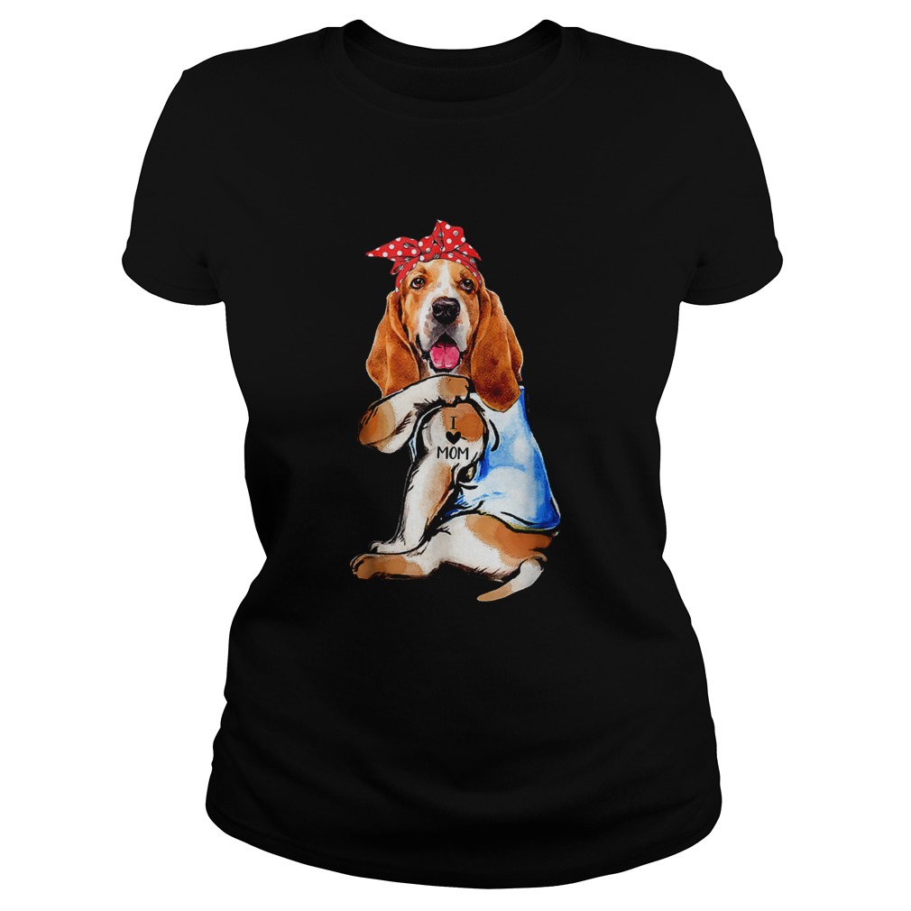 Dog Basset Hound I Love Mom Classic Ladies