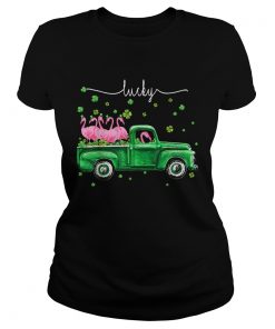 Flamingos Truck Lucky St Patricks Day  Classic Ladies