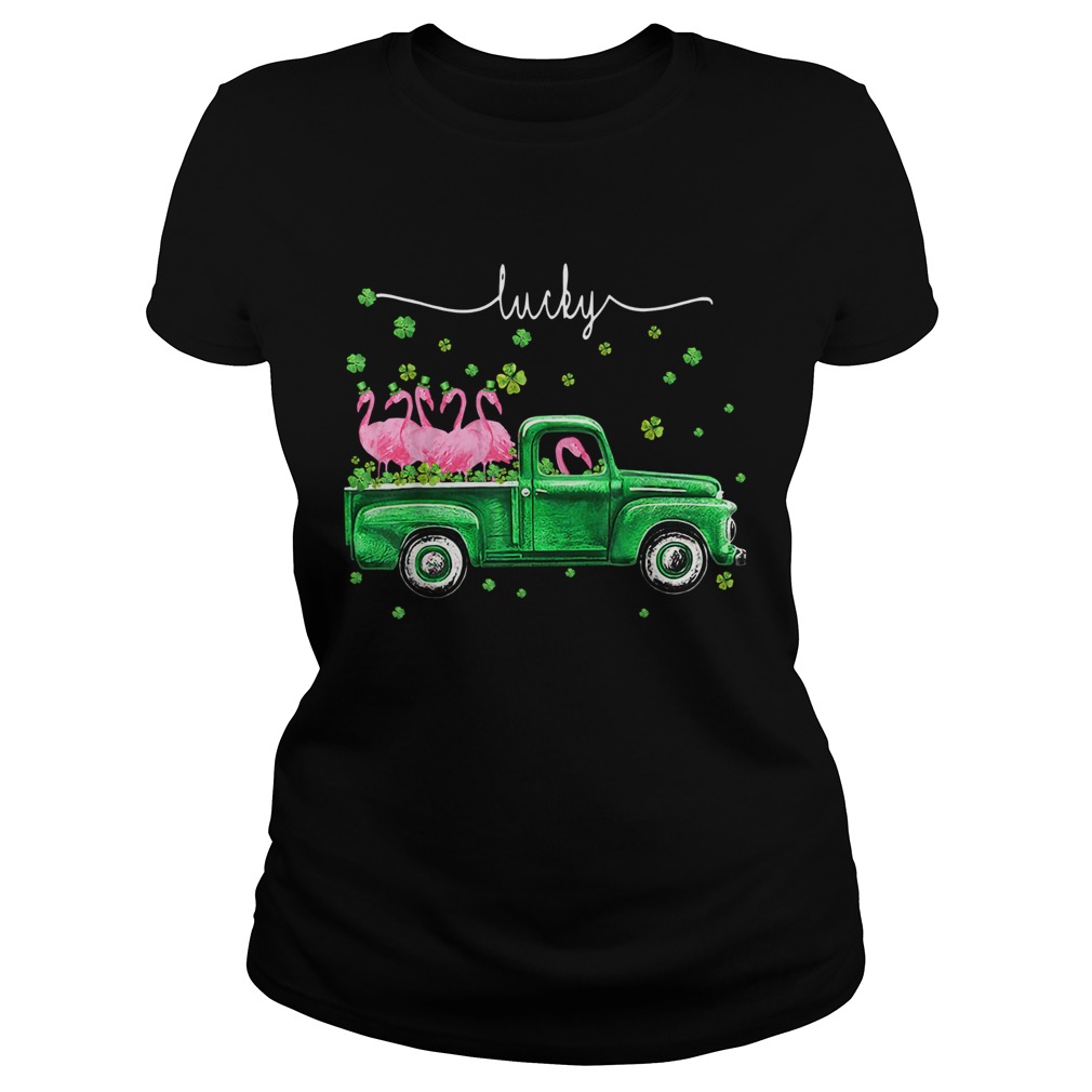 Flamingos Truck Lucky St Patricks Day Classic Ladies