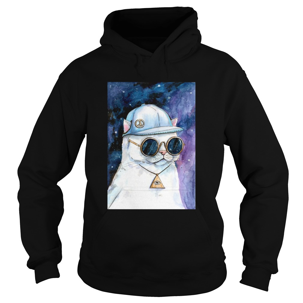 Gato Blanco Hand Drawn Aquarelle Hoodie