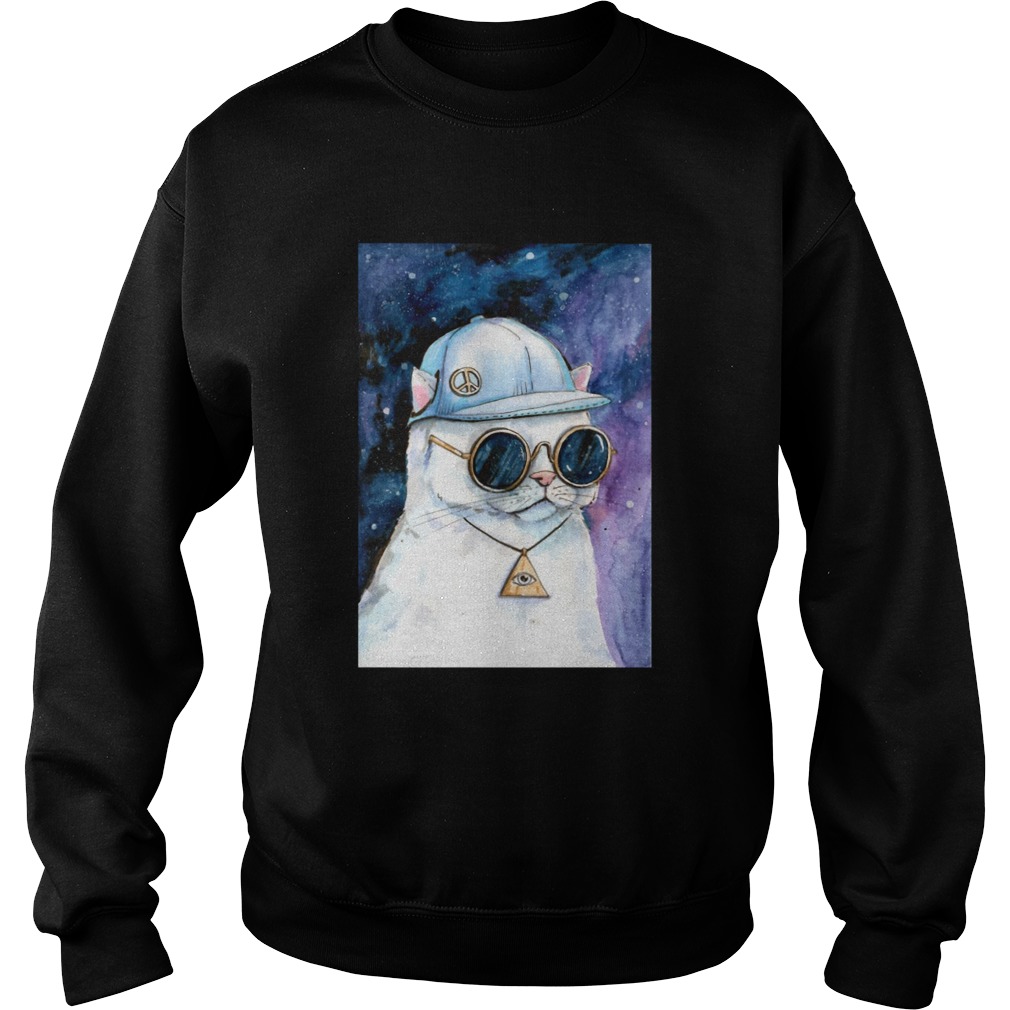 Gato Blanco Hand Drawn Aquarelle Sweatshirt