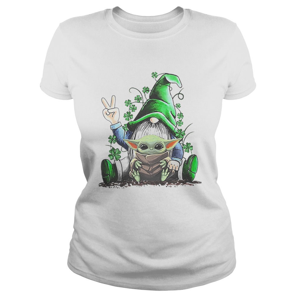 Gnome hug Baby Yoda Irish St Patricks day Classic Ladies