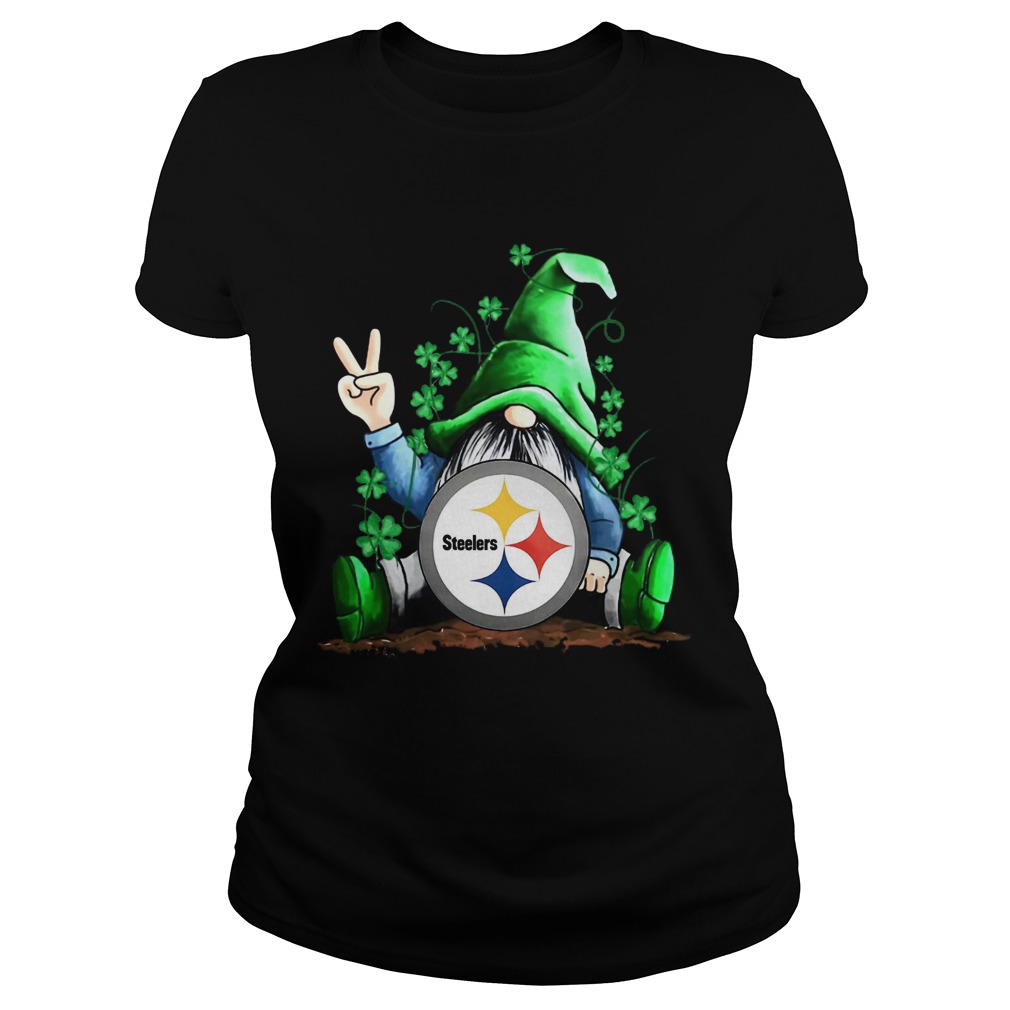 Gnomes Lucky St Patricks Day Hug Pittsburgh Steelers Classic Ladies