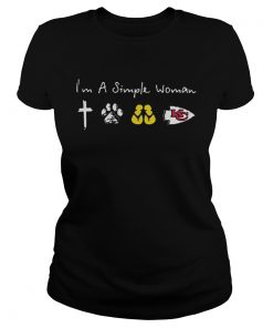 Im A Simple Woman Cross Dog paw Flip Flop Kansas City Chiefs  Classic Ladies