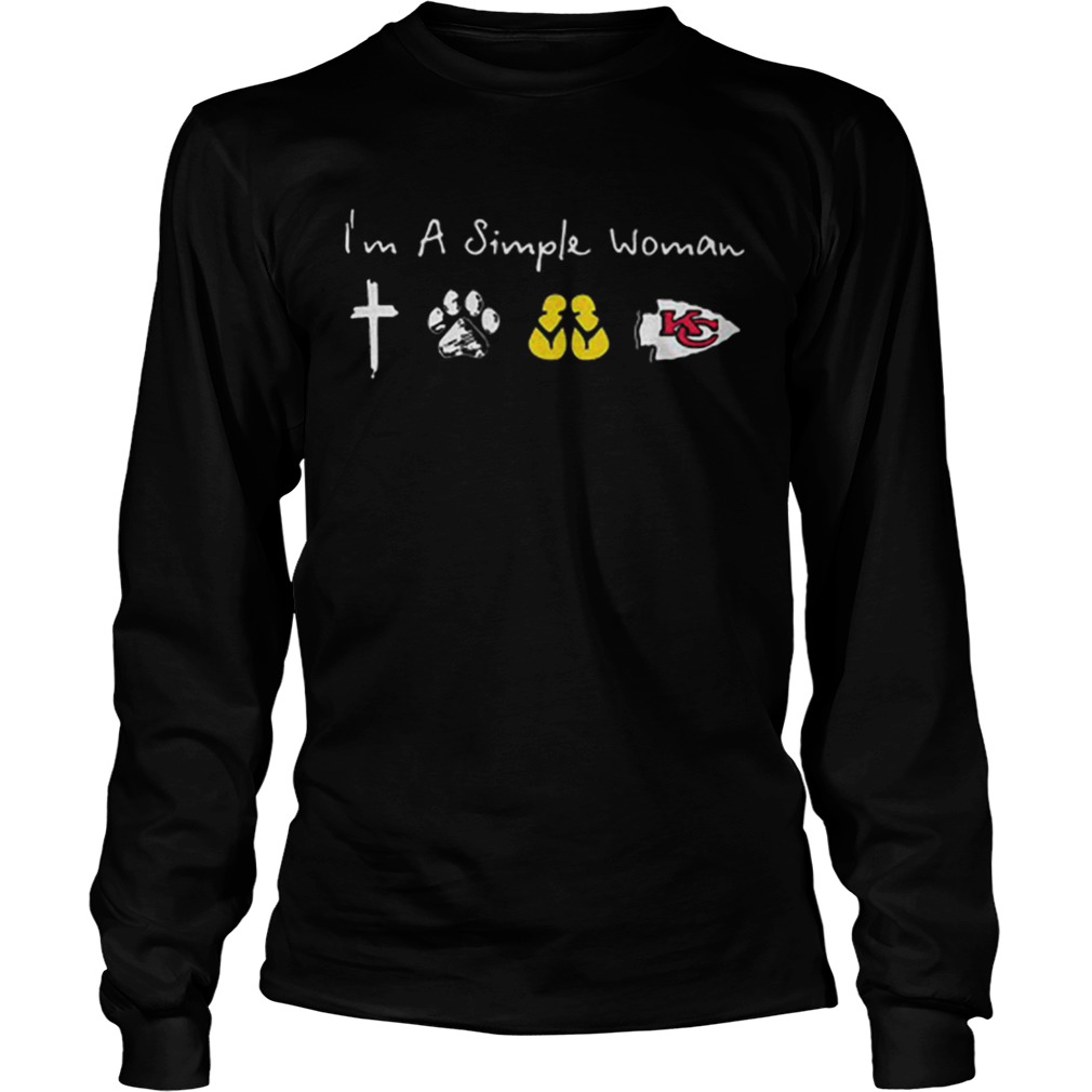 Im A Simple Woman Cross Dog paw Flip Flop Kansas City Chiefs LongSleeve