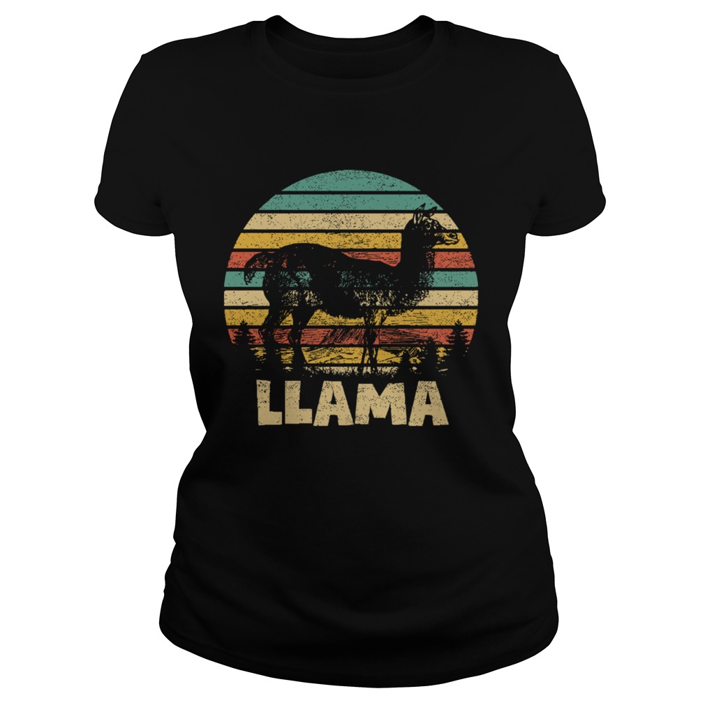 Llama Retro Sunset Classic Ladies