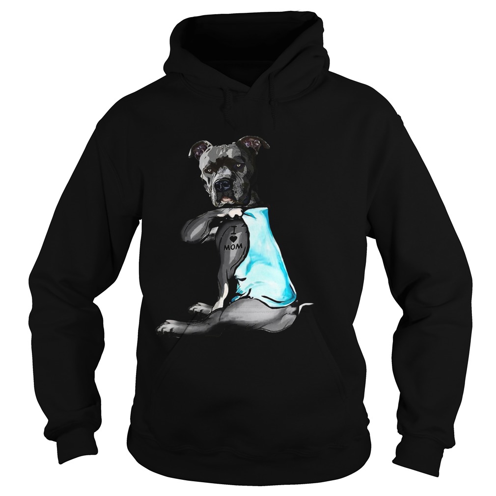 Pit Bull Tattoo I Love Mom Hoodie