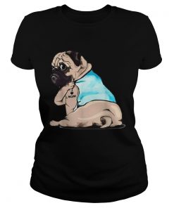 Pug Tattoos I Love MOM Sitting Funny Gift Mothers Day  Classic Ladies