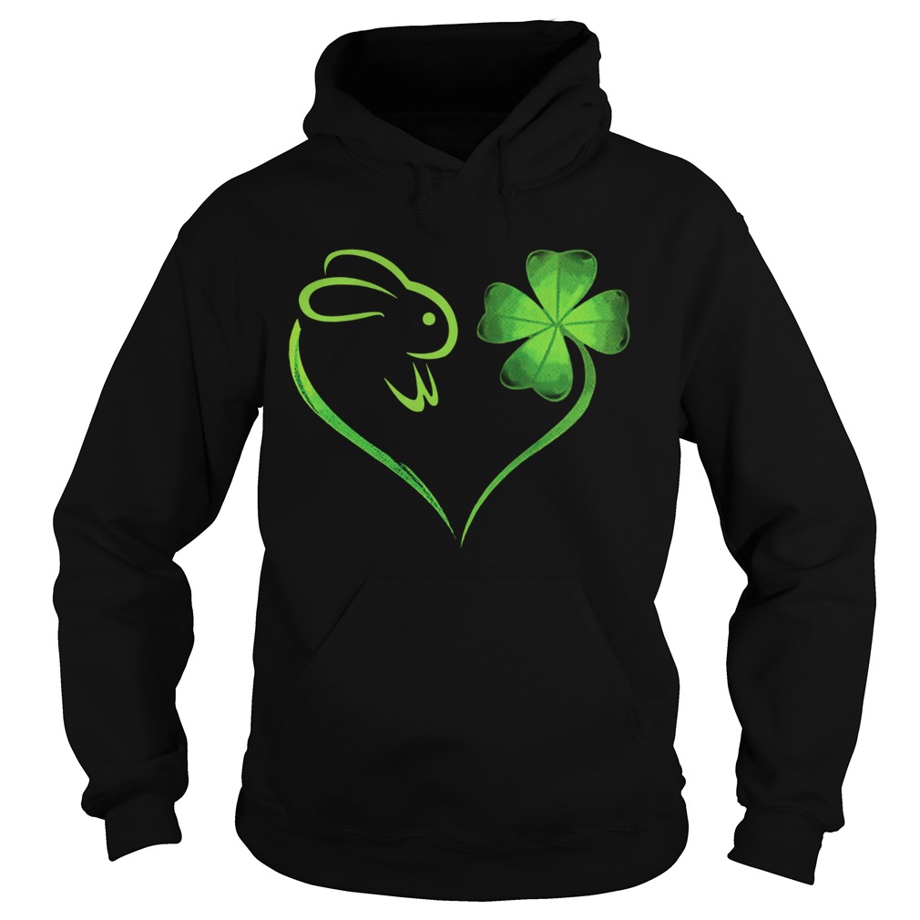 Rabbit Shamrock heart love St patricks day Hoodie