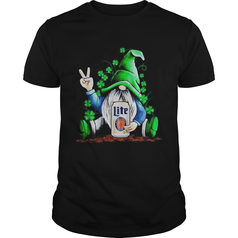 Shamrock Gnome hug Lite Miller a fine pilsner beer shirt