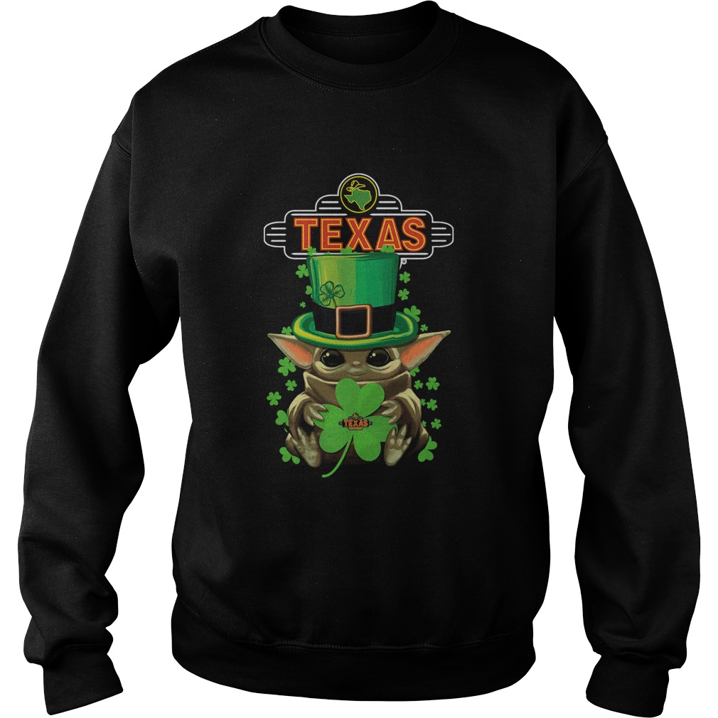 St Patricks Day Baby Yoda Hug Texas Roadhouse Sweatshirt