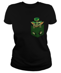 St Patricks Day Irish Baby Yoda In Pocket  Classic Ladies