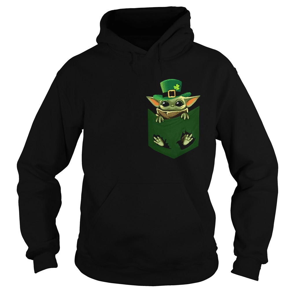 St Patricks Day Irish Baby Yoda In Pocket Hoodie