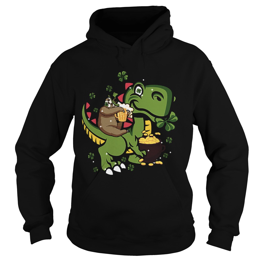 St Patricks Day Sloth On A TRex Hoodie