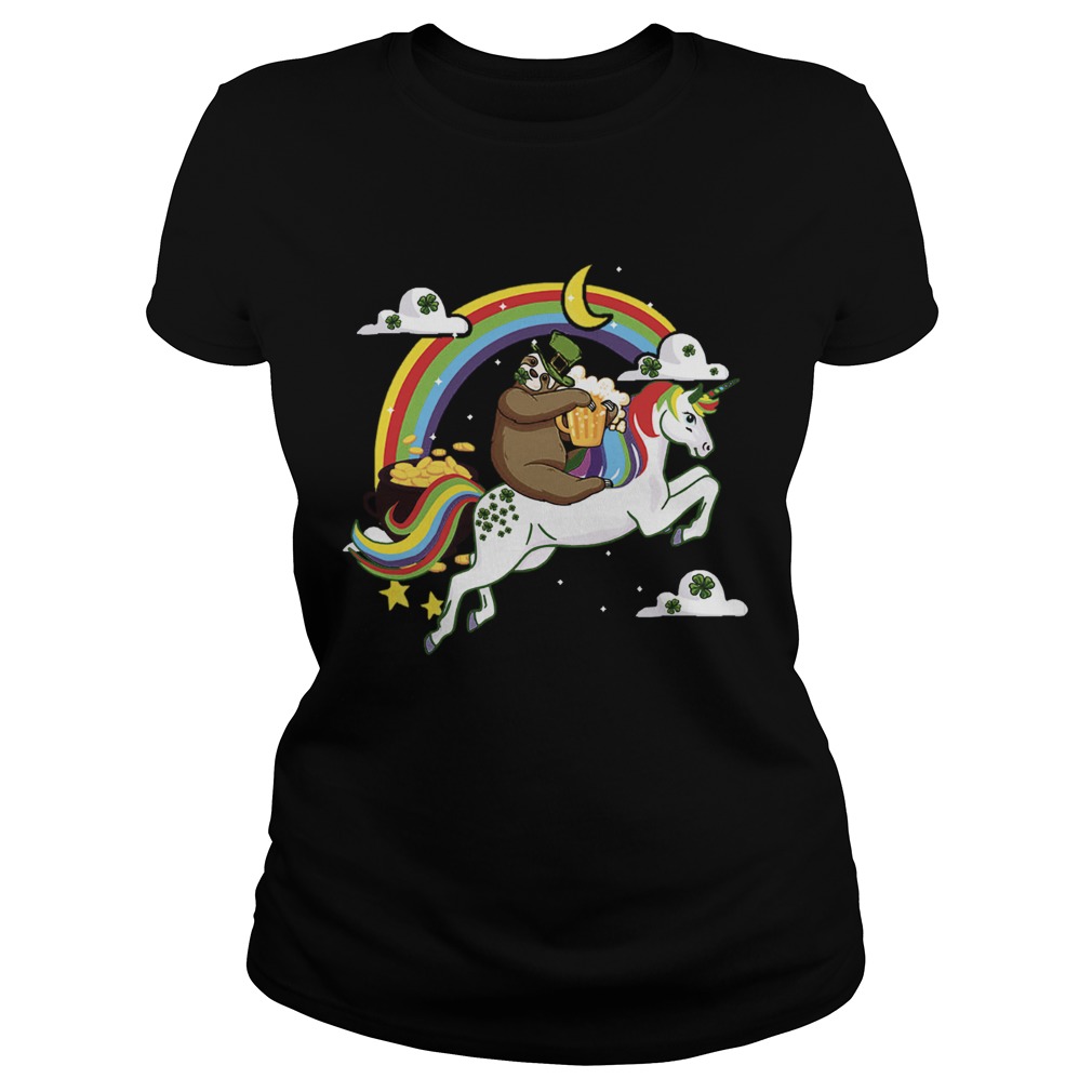 St Patricks Day Sloth on a Unicorn Classic Ladies