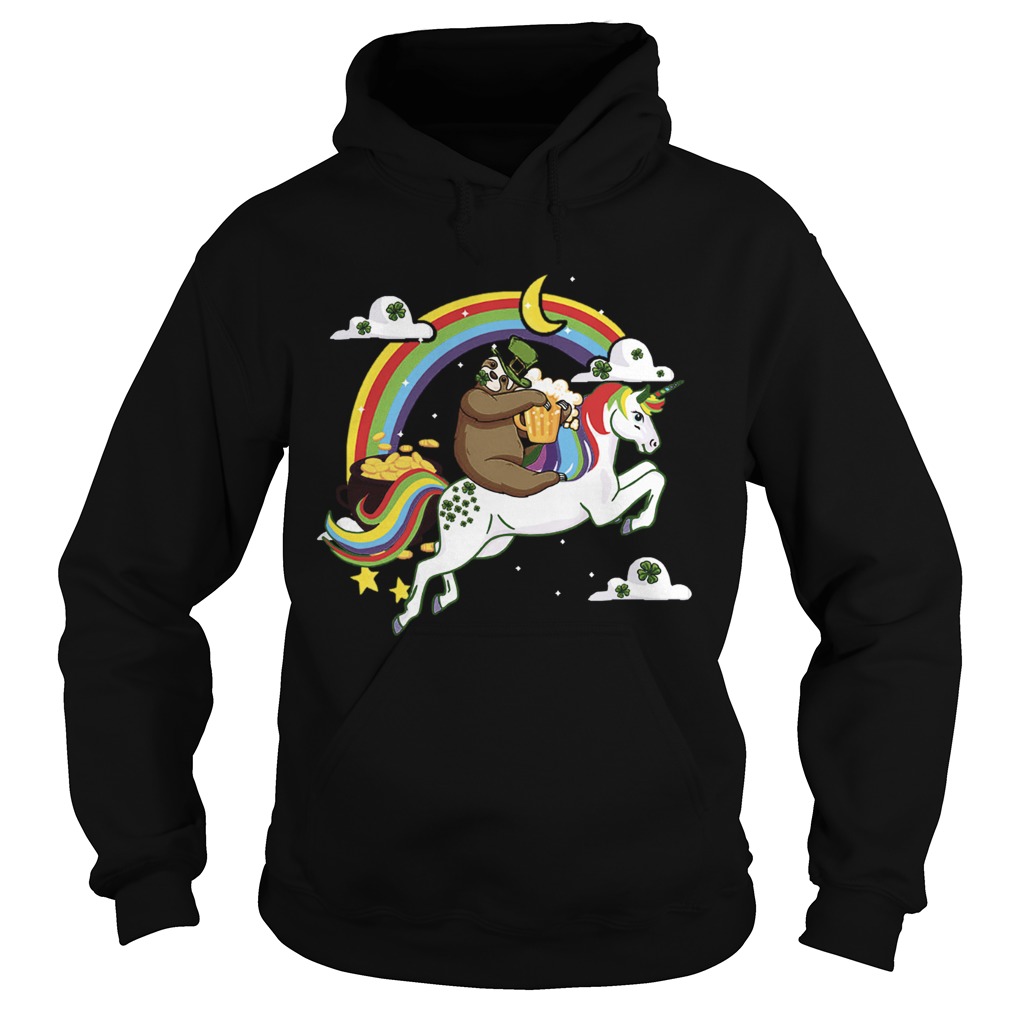 St Patricks Day Sloth on a Unicorn Hoodie