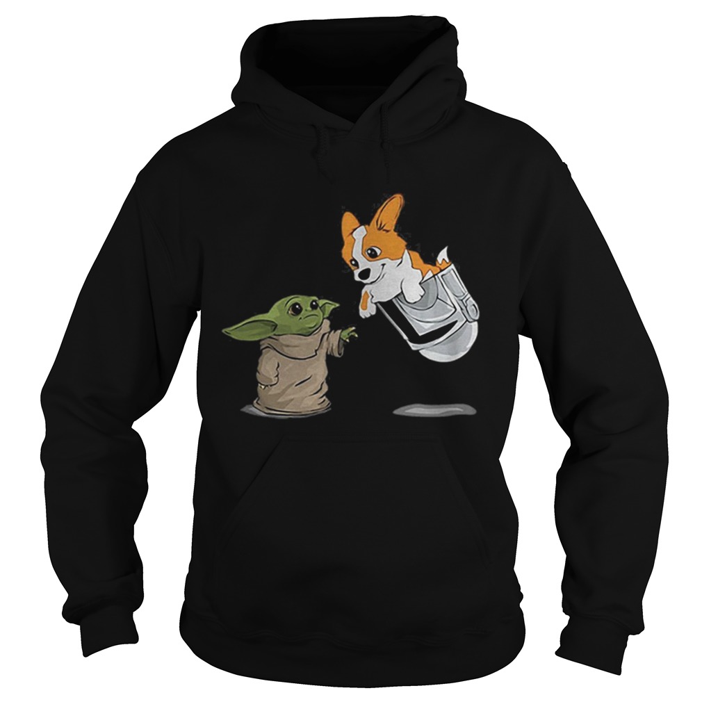 Star Wars Baby yoda and Corgi in pocket Mandalorian Hoodie