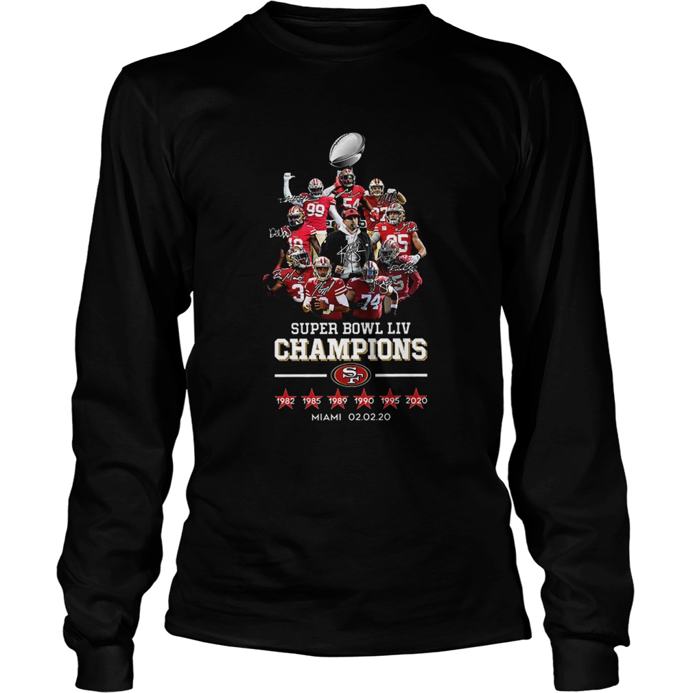 Super Bowl LIV Champions San Francisco 49ers signatures Miami LongSleeve