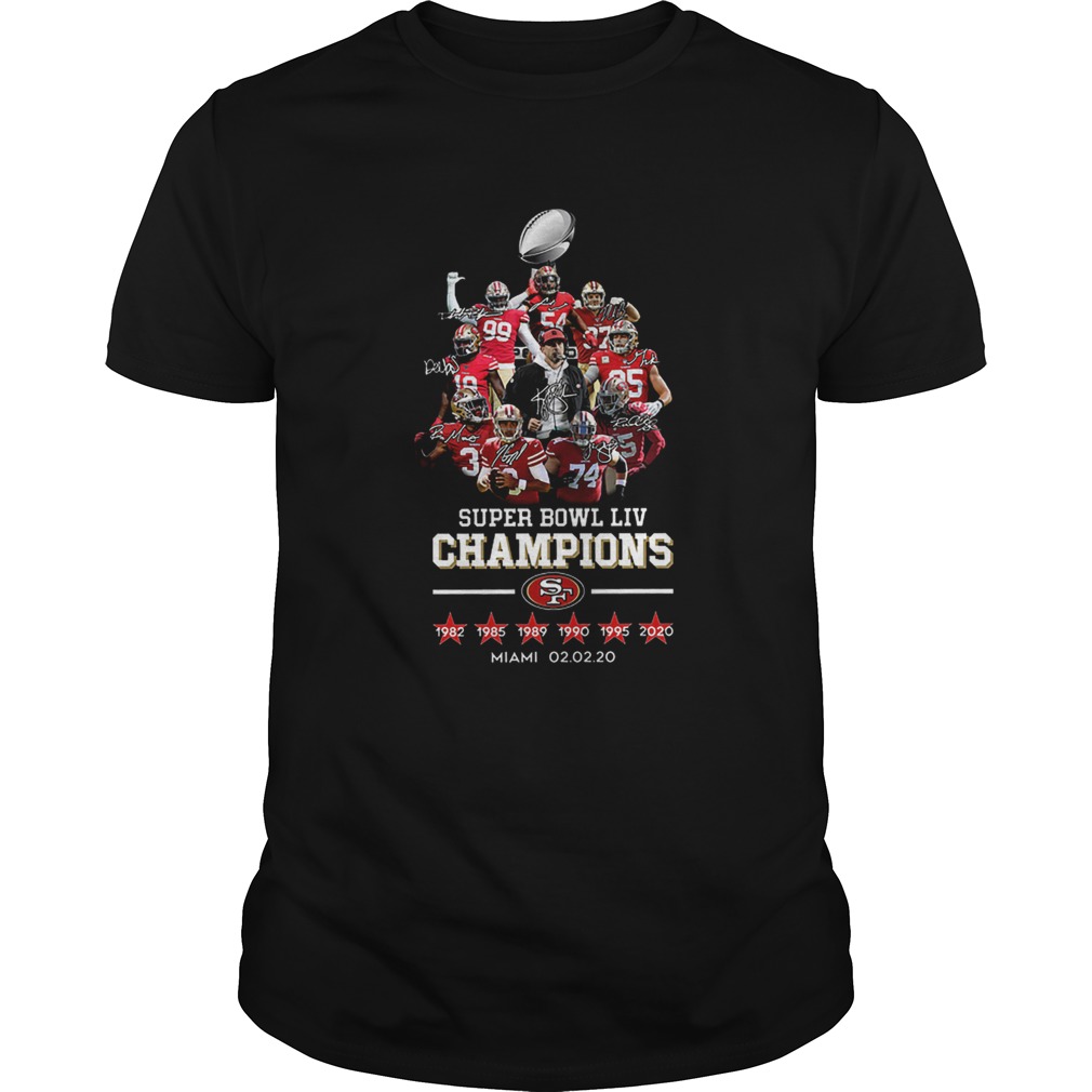 Super Bowl LIV Champions San Francisco 49ers signatures Miami shirt