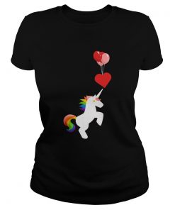 Unicorn Balloon Love Heart Valentines Day  Classic Ladies