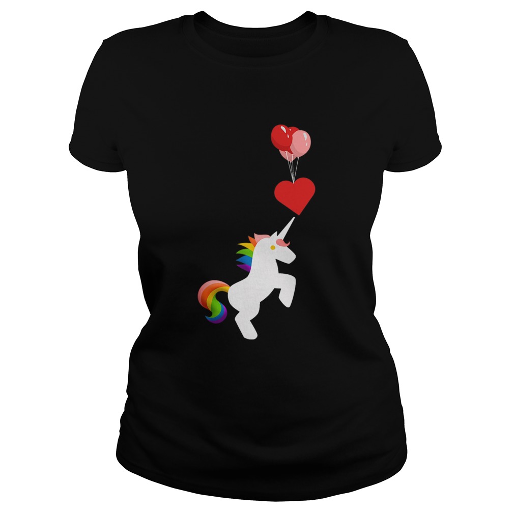 Unicorn Balloon Love Heart Valentines Day Classic Ladies