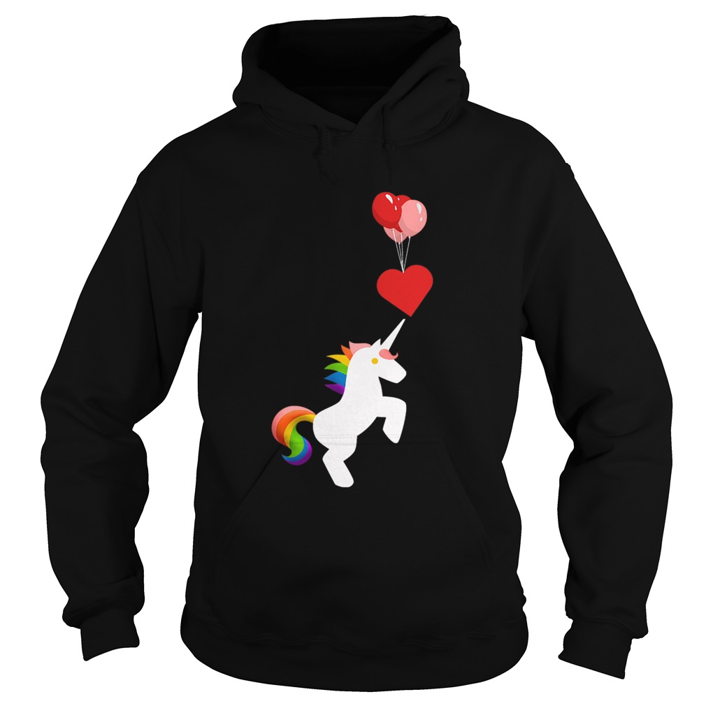 Unicorn Balloon Love Heart Valentines Day Hoodie