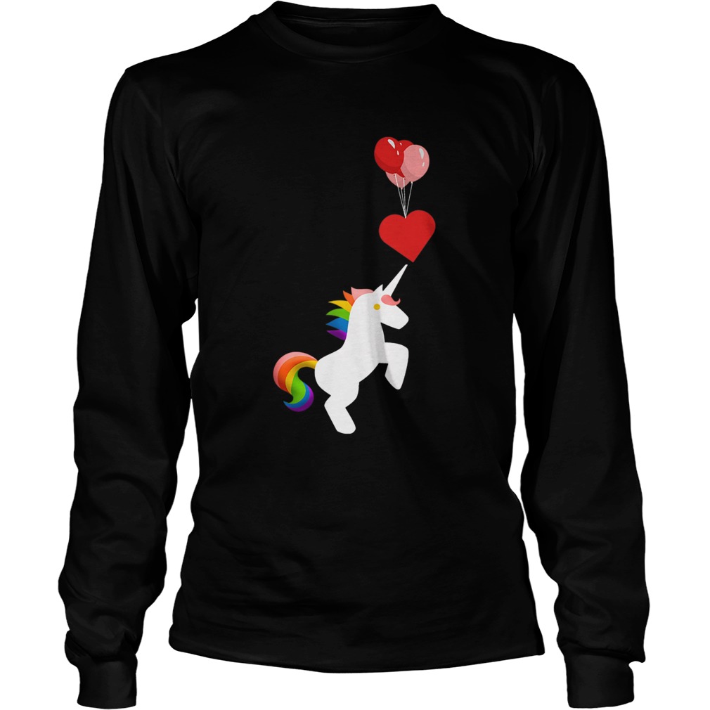 Unicorn Balloon Love Heart Valentines Day LongSleeve