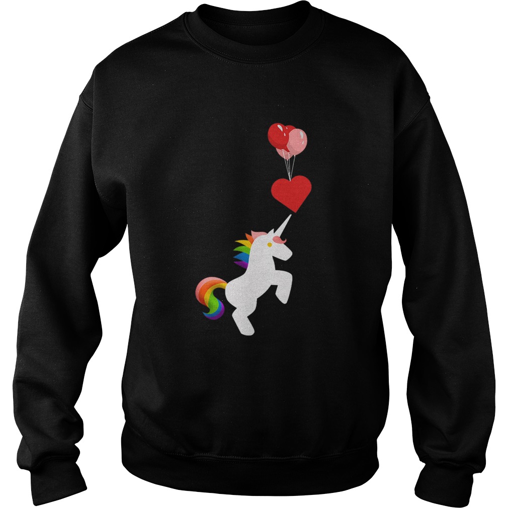 Unicorn Balloon Love Heart Valentines Day Sweatshirt