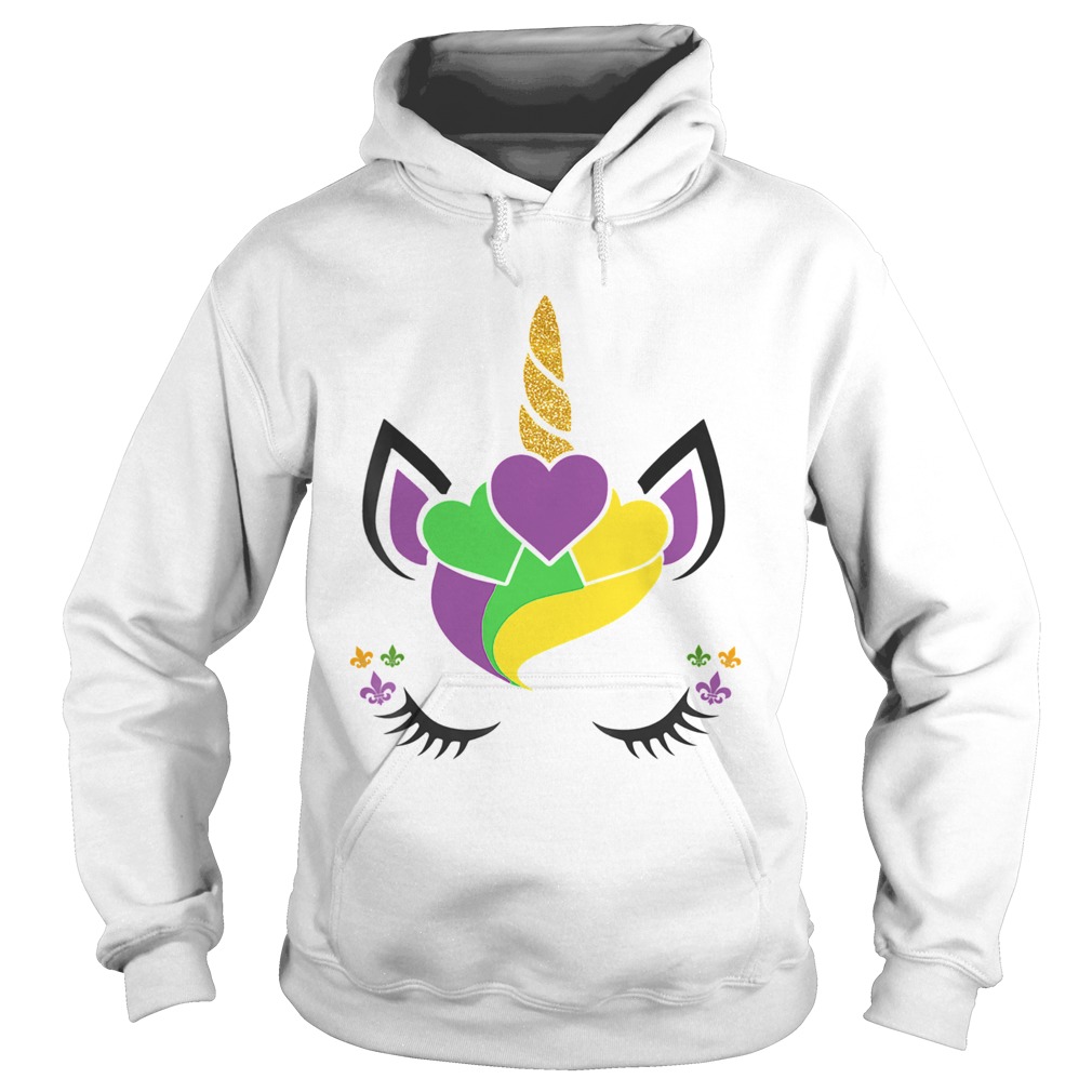 Unicorn Face Mardi Gras 2020 Mask Parade Party Hoodie