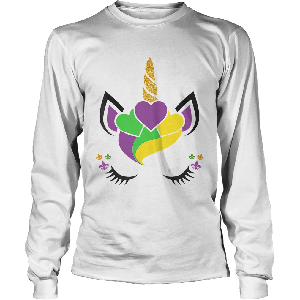 Unicorn Face Mardi Gras 2020 Mask Parade Party LongSleeve