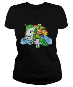 Unicorn Leprechaun St Patricks Day Funny for Kids  Classic Ladies