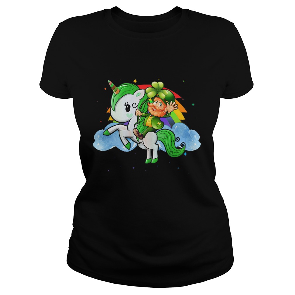 Unicorn Leprechaun St Patricks Day Funny for Kids Classic Ladies