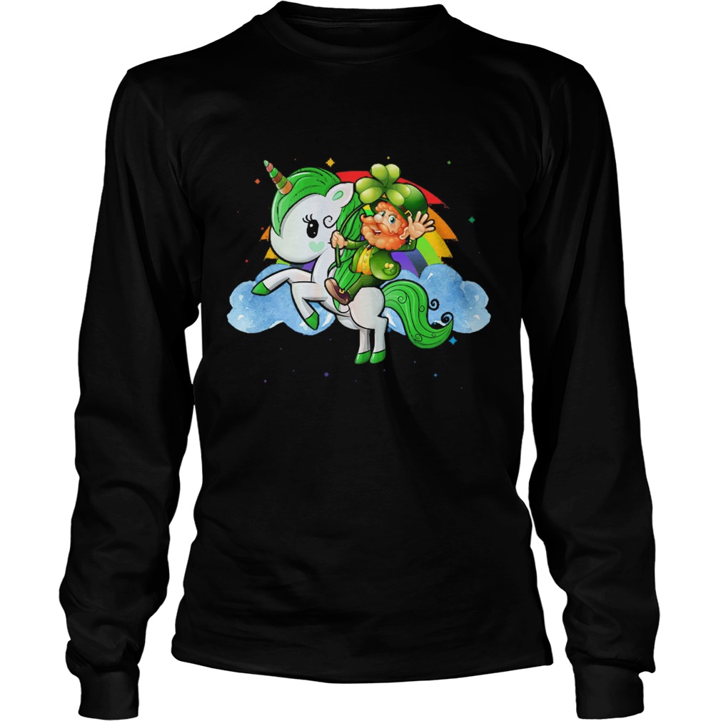 Unicorn Leprechaun St Patricks Day Funny for Kids LongSleeve