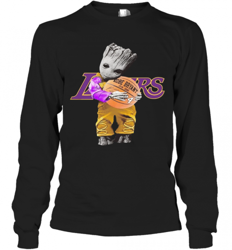 BABY GROOT LAKERS HUG KOBE BRYANT BASKETBALL SIGNATURE T-Shirt Long Sleeved T-shirt 