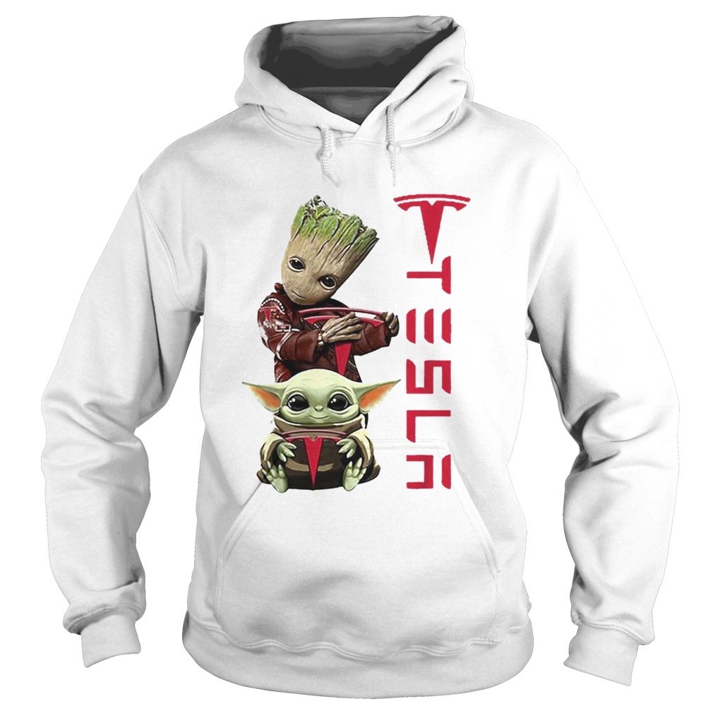 Baby Groot And Baby Yoda Tesla Star Wars Hoodie