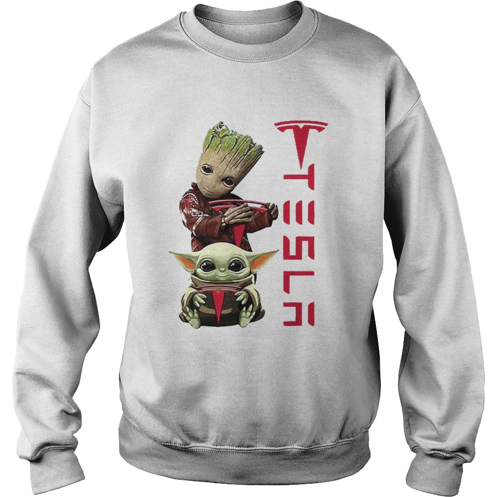 Baby Groot And Baby Yoda Tesla Star Wars Sweatshirt