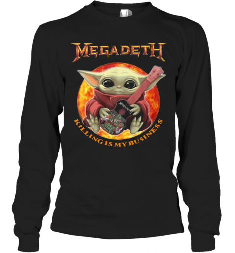 Baby Yoda Hug Megadeth Guitar Killing My Business T-Shirt Long Sleeved T-shirt 