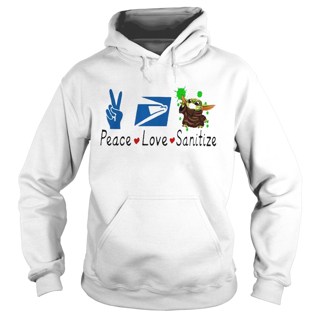 Baby Yoda Peace Love Sanitize United States Postal Service Hoodie