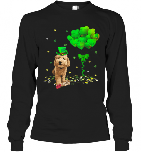 Beautiful Irish Golden Doodle Leprechaun Balloon St Patricks Day T-Shirt Long Sleeved T-shirt 