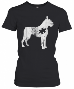 Boxer Dog Autism Awareness Puzzle Pieces T-Shirt Classic Women's T-shirt