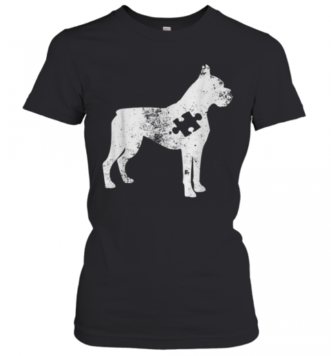 Boxer Dog Autism Awareness Puzzle Pieces T-Shirt Classic Women's T-shirt