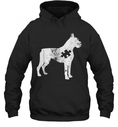 Boxer Dog Autism Awareness Puzzle Pieces T-Shirt Unisex Hoodie