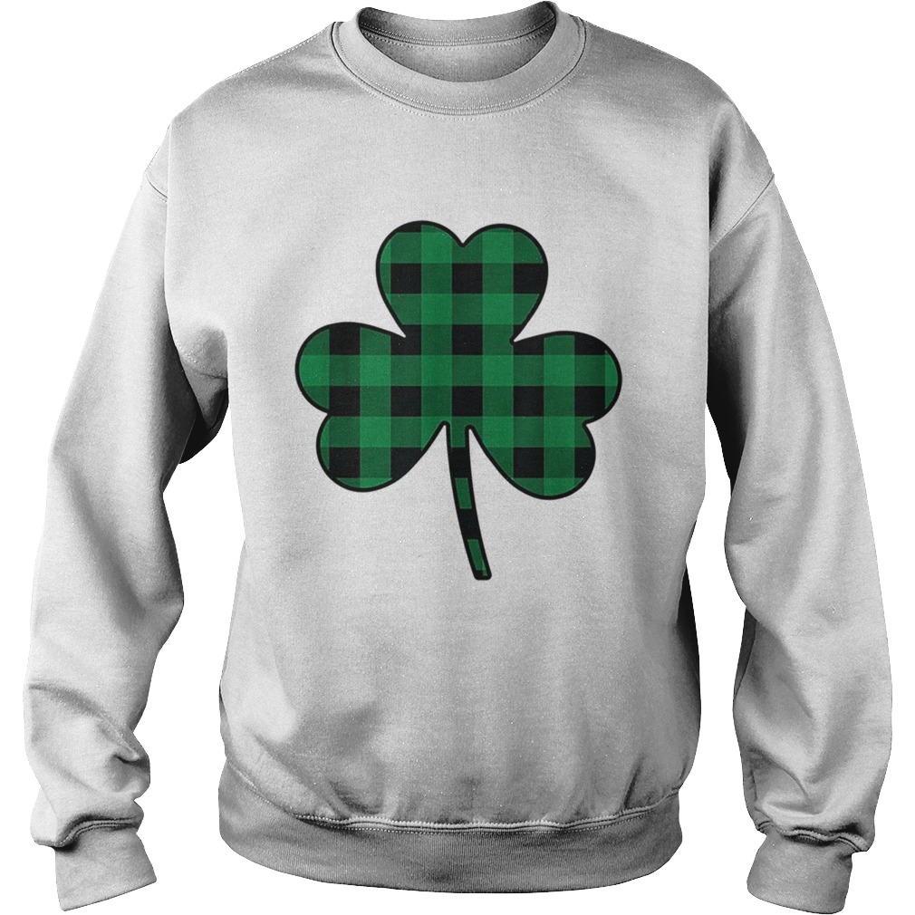 Cute Green Buffalo Plaid Shamrock St Patricks Day Sweatshirt