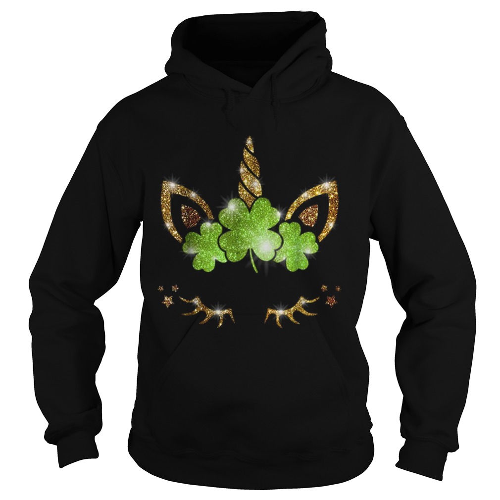 Cute Unicorn Face Shamrock Crown St Patricks Day Hoodie