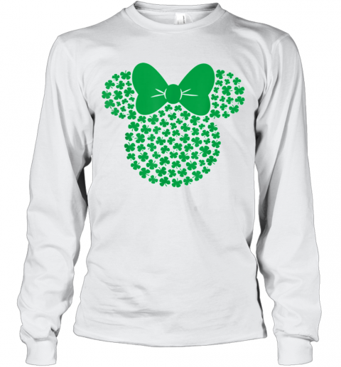 Disney Minnie Mouse Icon Green Shamrocks St. Patrick'S Day T-Shirt Long Sleeved T-shirt 