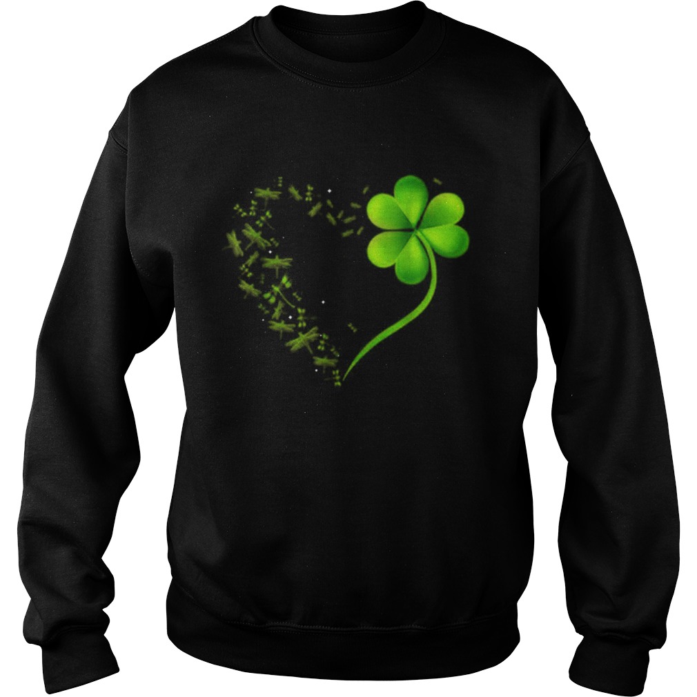 Dragonfly Heart Irish Shamrock Heart Clover St Patrick Day Sweatshirt