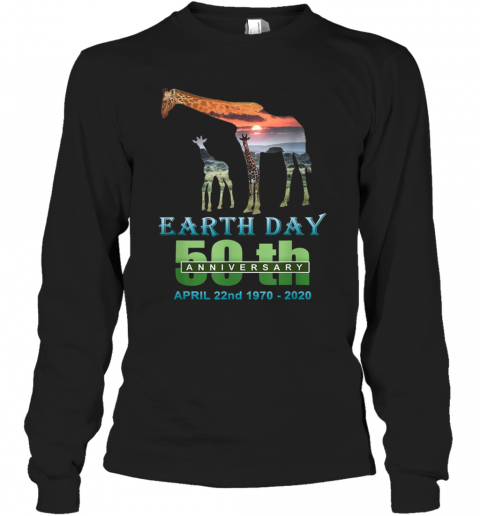 Earth Day 50Th Anniversary Giraffe Silhouette Giraffe T-Shirt Long Sleeved T-shirt 