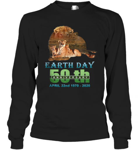 Earth Day 50Th Anniversary Lion Silhouette Lion T-Shirt Long Sleeved T-shirt 