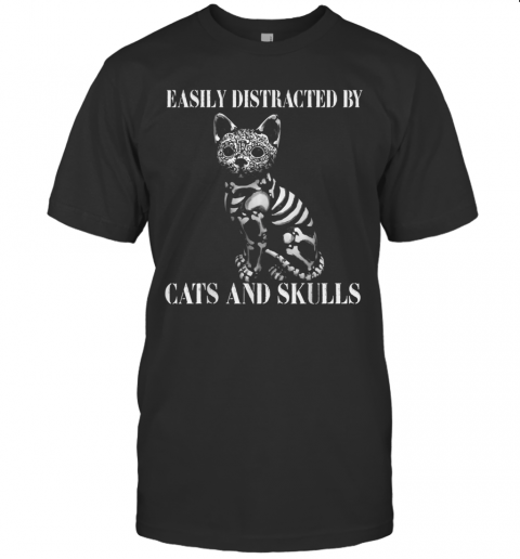 Easily Distracted By Cats And Skulls Costume T-Shirt